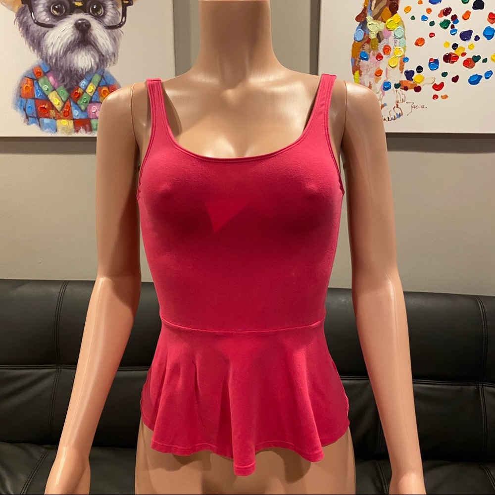 Express pink peplum zip up tank top